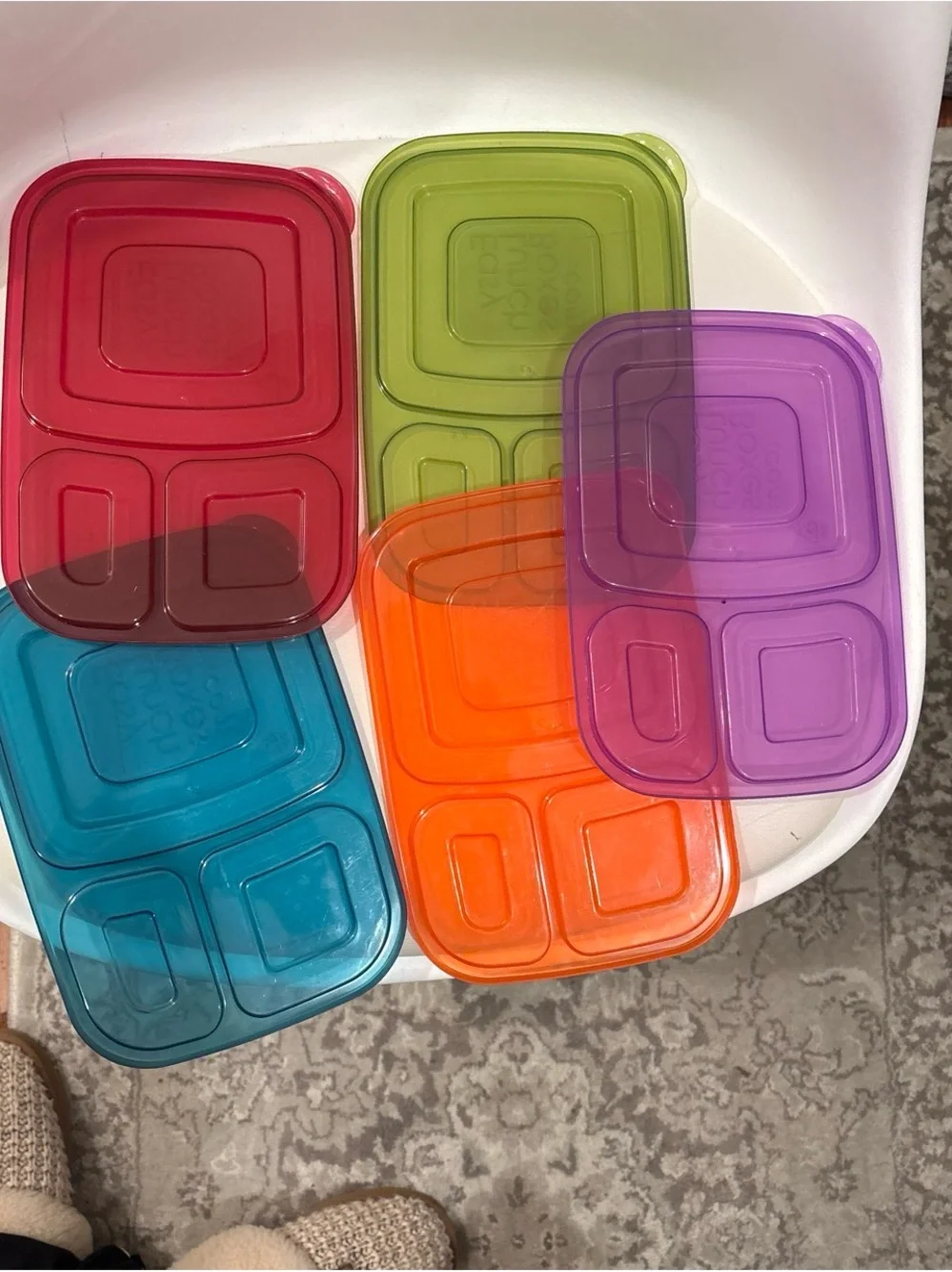 5-Pack Multi-Color Plastic Meal Prep Container Set with Snap Lids